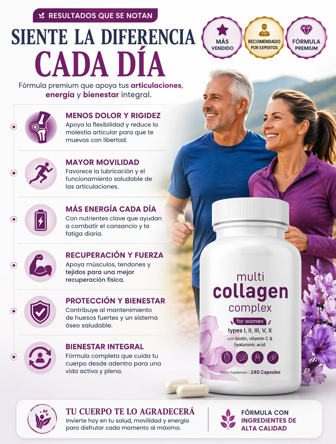 Complejo multicolágeno | 5 Tipos de Colágeno